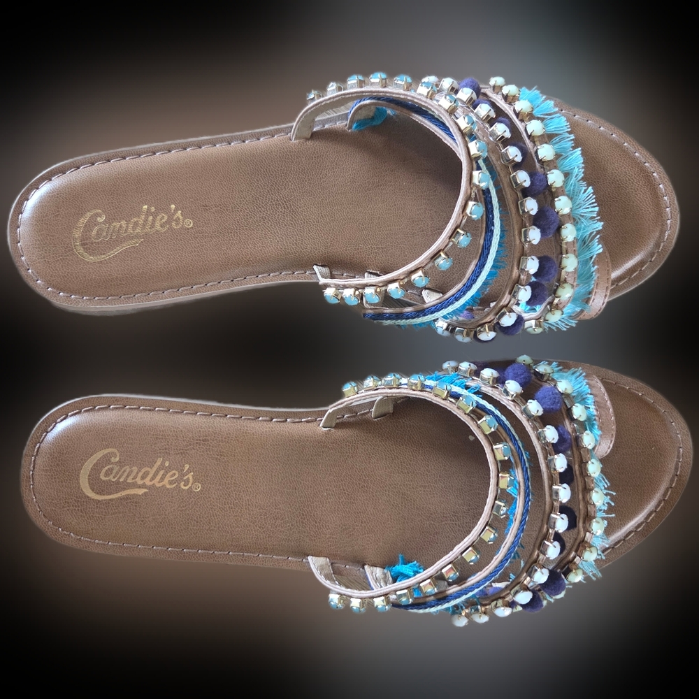 Candie's Sandals with Blue and Turquoise Accents
